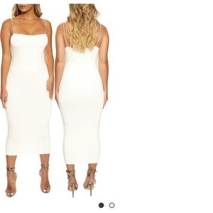 Naked wardrobe sultry sheath white dress size medium
